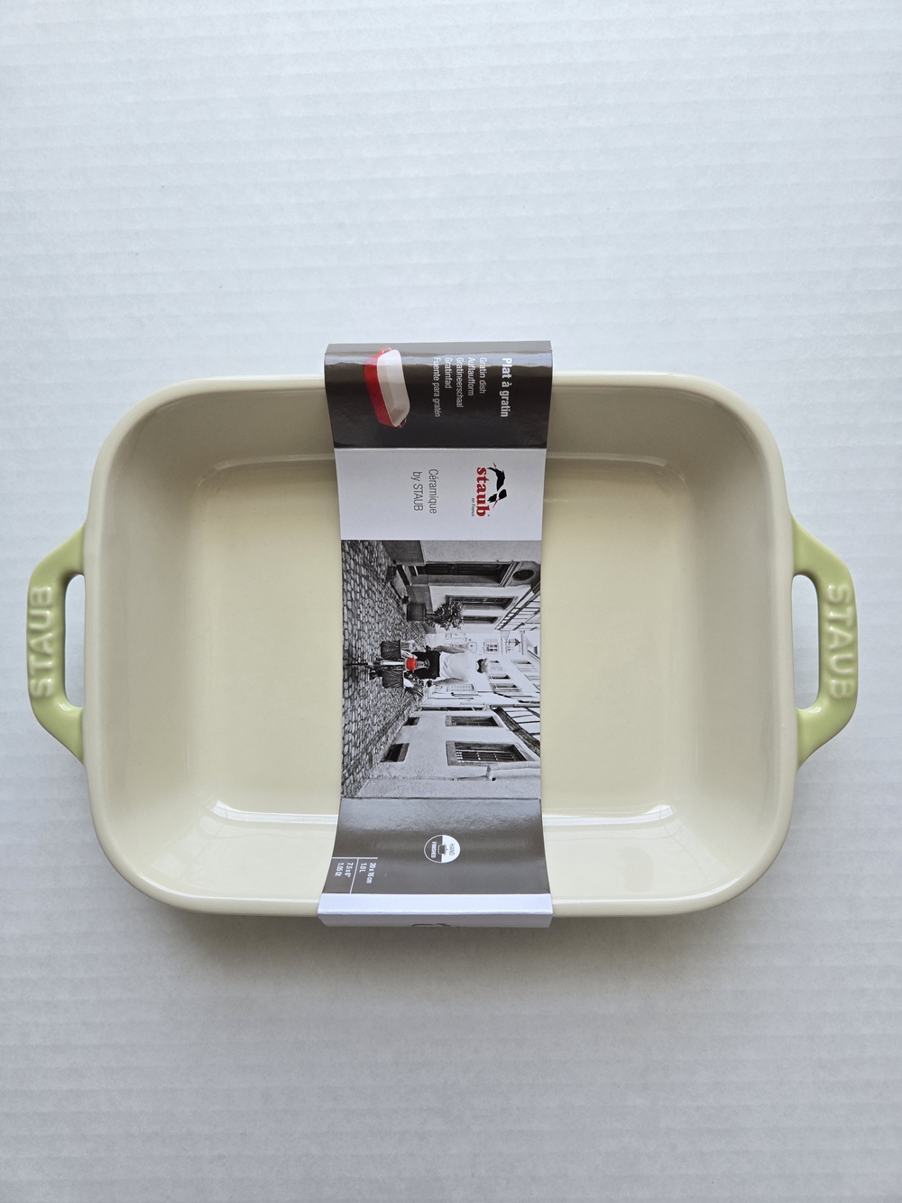 Staub Pastel Green Ceramic Rectangular Gratin Dish 7.5"x6" 1.05 Qt NEW!!